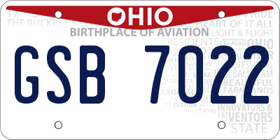 OH license plate GSB7022