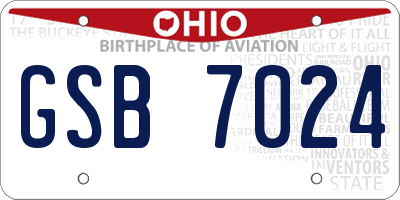 OH license plate GSB7024