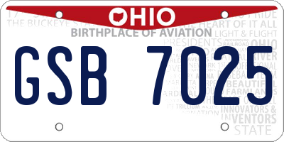 OH license plate GSB7025