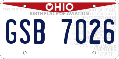 OH license plate GSB7026