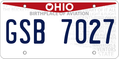 OH license plate GSB7027