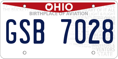 OH license plate GSB7028