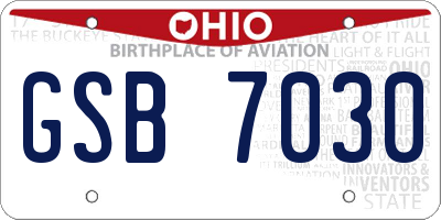 OH license plate GSB7030