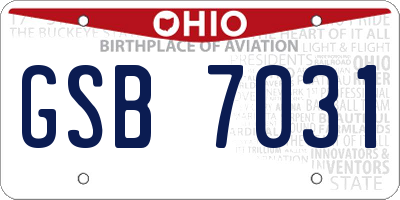 OH license plate GSB7031