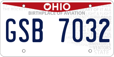 OH license plate GSB7032