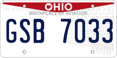 OH license plate GSB7033