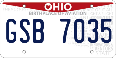 OH license plate GSB7035