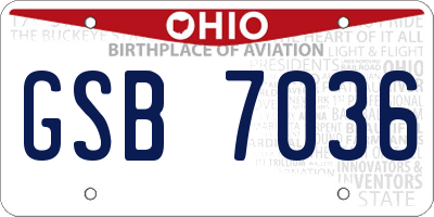 OH license plate GSB7036