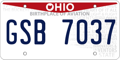 OH license plate GSB7037