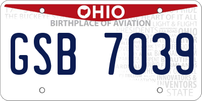 OH license plate GSB7039