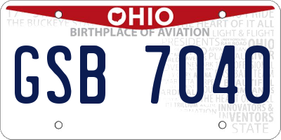 OH license plate GSB7040