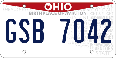 OH license plate GSB7042