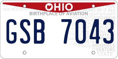 OH license plate GSB7043