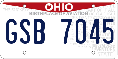 OH license plate GSB7045