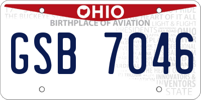 OH license plate GSB7046