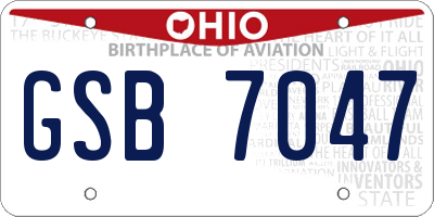 OH license plate GSB7047