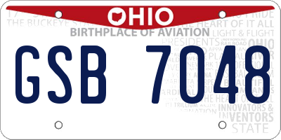 OH license plate GSB7048