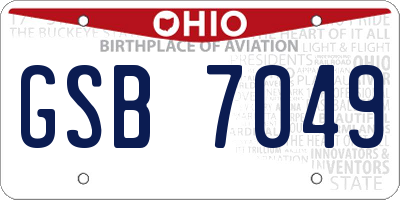 OH license plate GSB7049