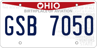 OH license plate GSB7050