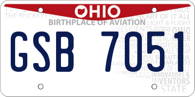 OH license plate GSB7051