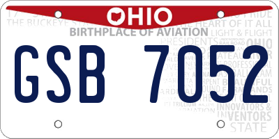 OH license plate GSB7052