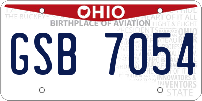 OH license plate GSB7054