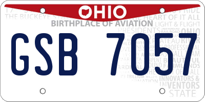 OH license plate GSB7057