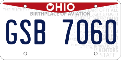 OH license plate GSB7060