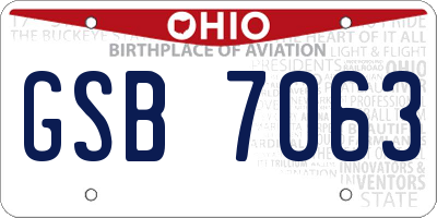 OH license plate GSB7063