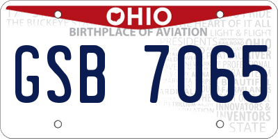 OH license plate GSB7065