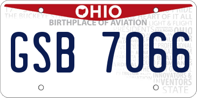 OH license plate GSB7066