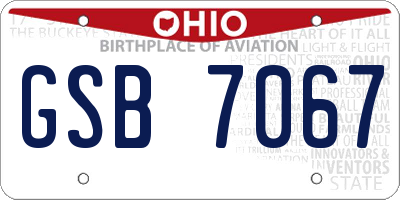 OH license plate GSB7067