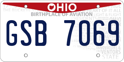 OH license plate GSB7069