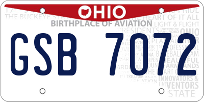 OH license plate GSB7072