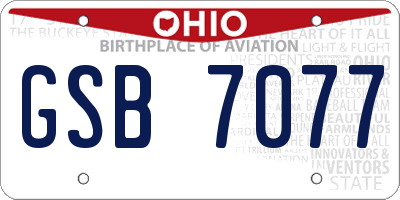 OH license plate GSB7077