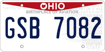 OH license plate GSB7082