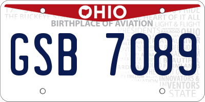 OH license plate GSB7089