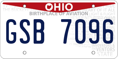 OH license plate GSB7096