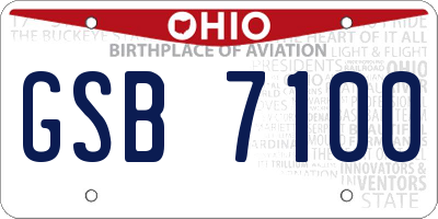 OH license plate GSB7100