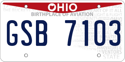 OH license plate GSB7103