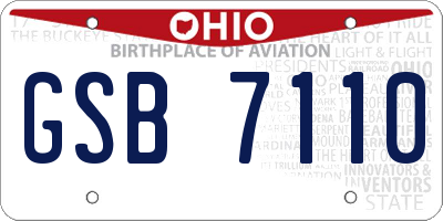 OH license plate GSB7110