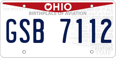 OH license plate GSB7112