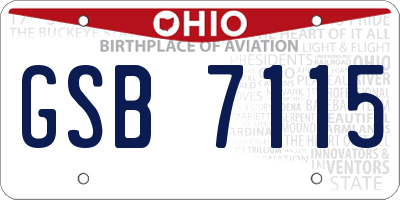 OH license plate GSB7115