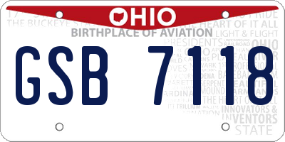 OH license plate GSB7118
