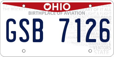 OH license plate GSB7126