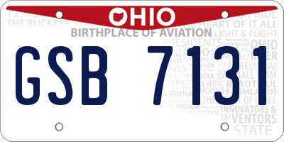 OH license plate GSB7131
