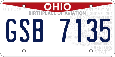OH license plate GSB7135