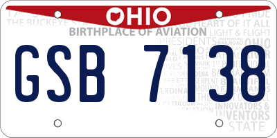 OH license plate GSB7138