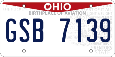 OH license plate GSB7139