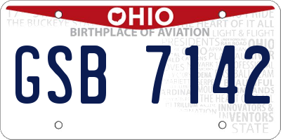 OH license plate GSB7142